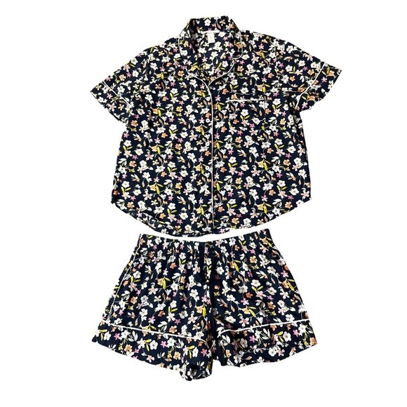 Victorias Secret Other - Victorias Secret Pajama Shorts Set Womens S Blue Floral Cotton Blend Used
